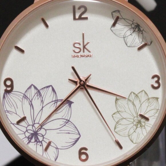 Ladies Dress Quartz Watch White Floral Dial White Strap 32mm - Picture 13 of 13